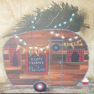 Hobby Lobby Happy Camper at Christmas canvas. 17” X 17”. New with tags.